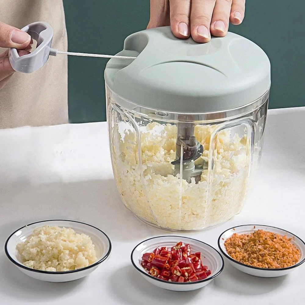 500ML Manual Garlic Chopper Meat Mincer Hand Pull Food Processor Crusher