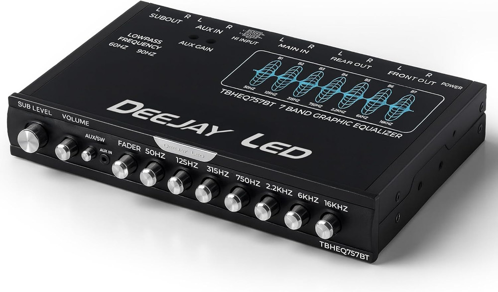 Single Din Car Equalizer, Wireless Bluetooth 7 Band Equalizer for Car Audio, Sub