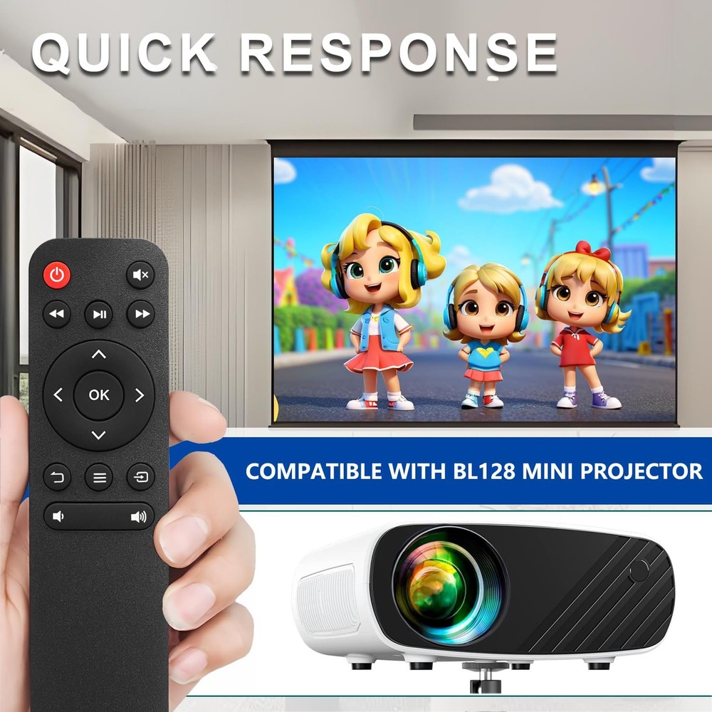 HODSEUKIN Replacement Remote for Mini Projector,Compatible with ELEPHAS Black