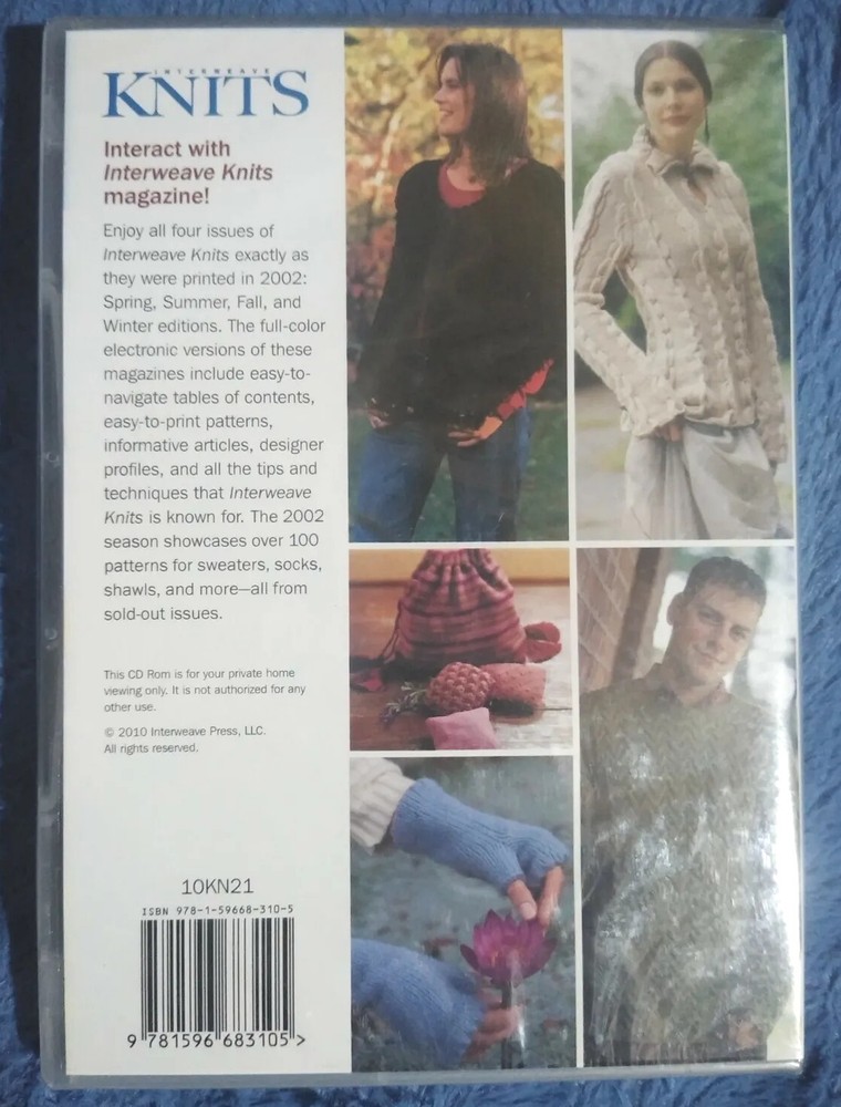 Interweave Knits: 2002 Collection (PC CD-ROM) hobby craft magazine patterns NOS