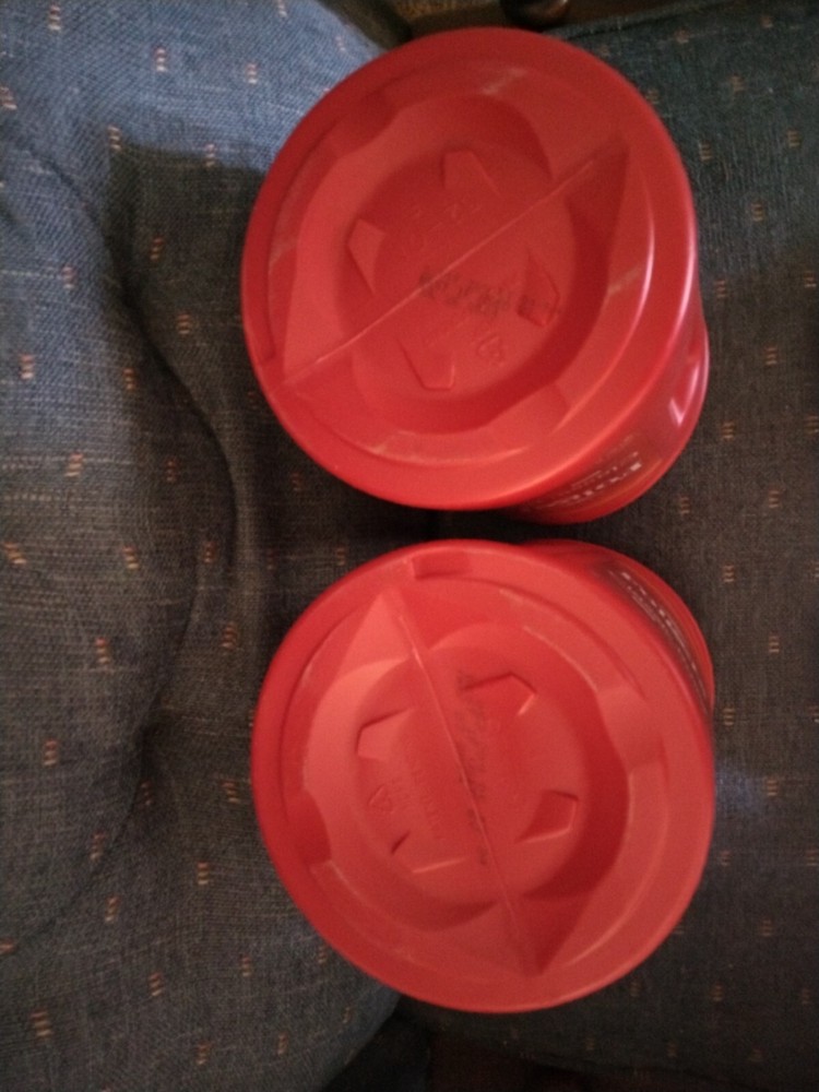 EMPTY PLASTIC FOLGERS CANS 40.3 oz each