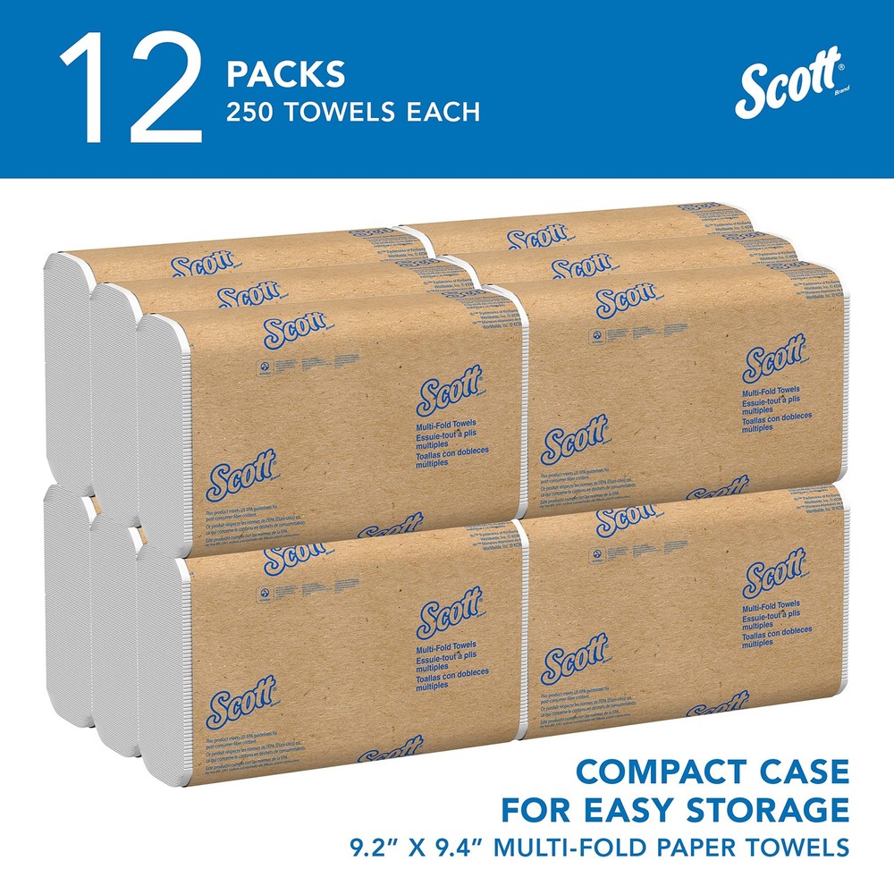 Scott Professional Universal Multifold Paper Towels, Bulk 03650, Absorbency