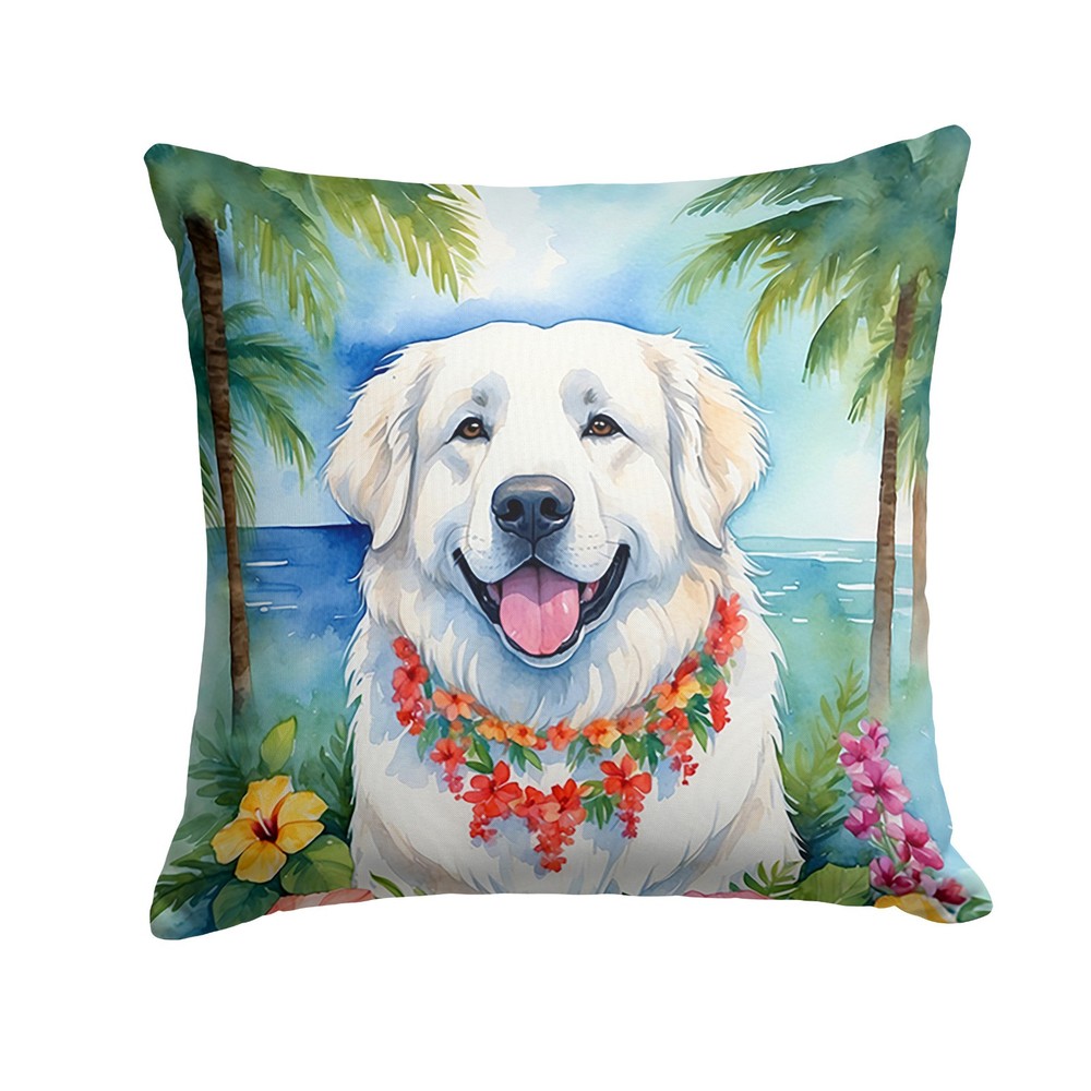 Great Pyrenees Tropical Luau Throw Pillow