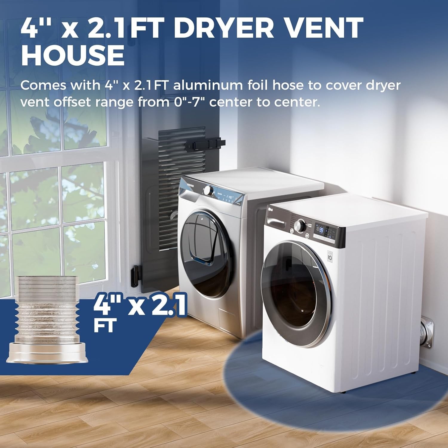 ALORAIR 4" Magnetic Dryer Vent Connector Kit w/Aluminum Telescoping Foil Duct