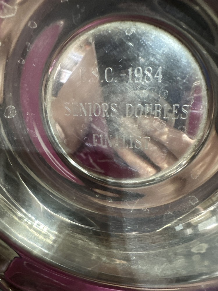 1984 Sheridan Taunton Silversmiths Serving Dish Bowl Lion Seniors Doubles 7"