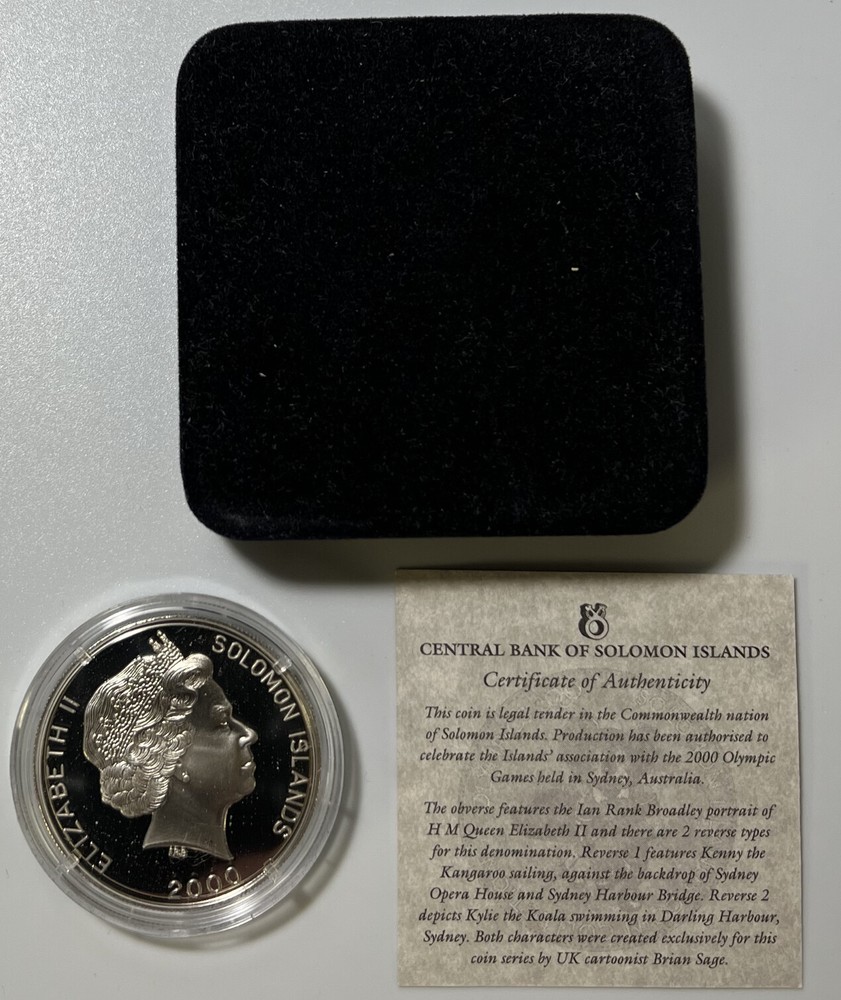 2000 Solomon Islands Proof Dollar Sailing Kangaroo Australia Olympics $1