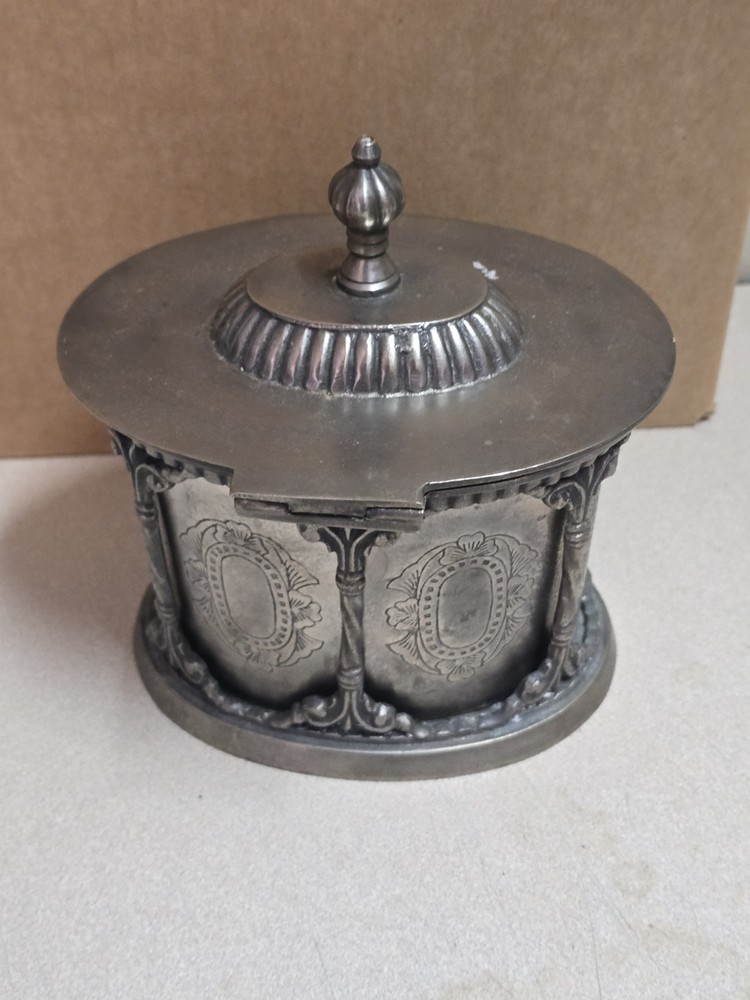 VINTAGE ANTIQUE SILVER PLATED REMOVABLE TEA CADDY CONTAINER ** BEAUTIFUL!! **