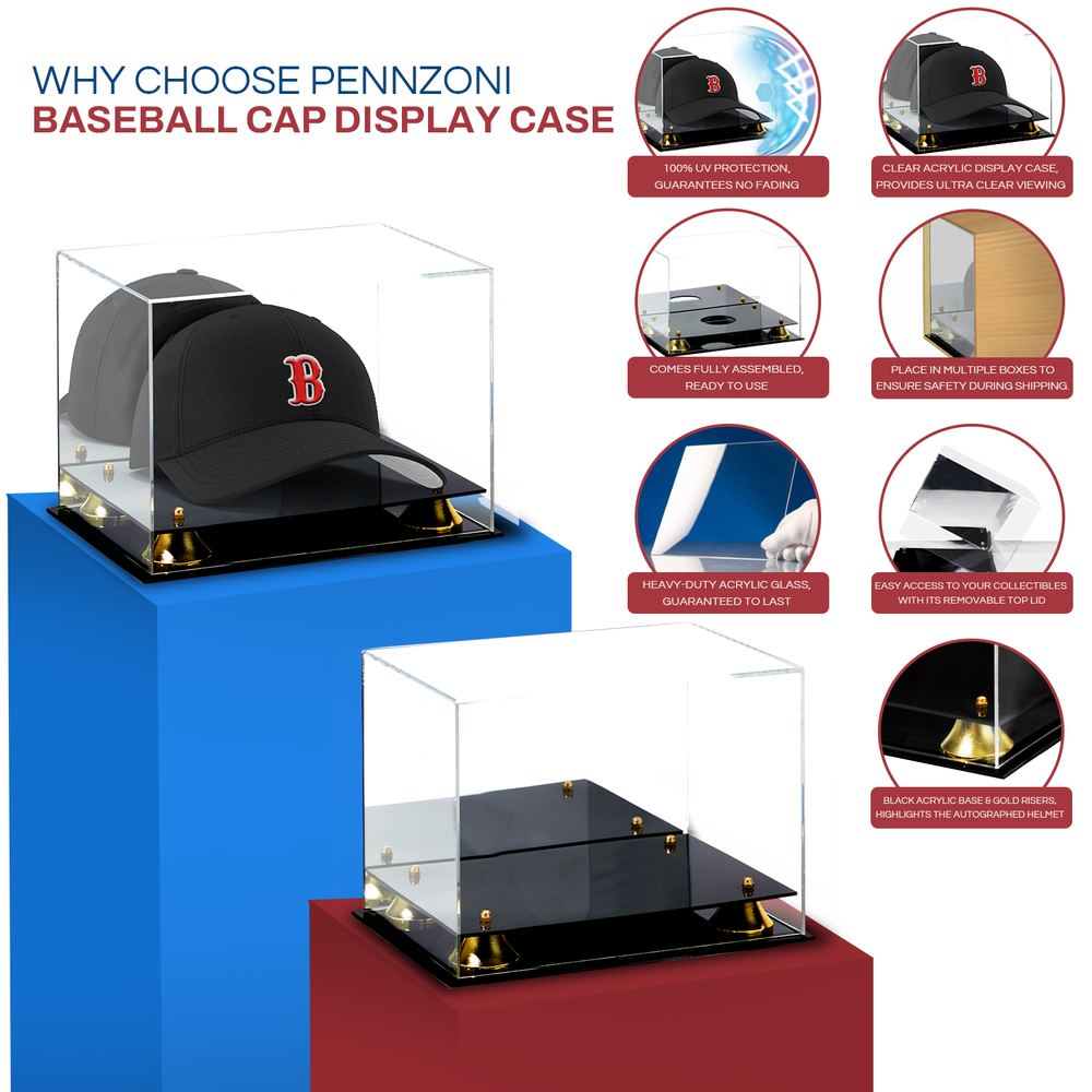 PENNZONI Baseball Cap Display Case, Clear Acrylic Baseball Cap Display Case