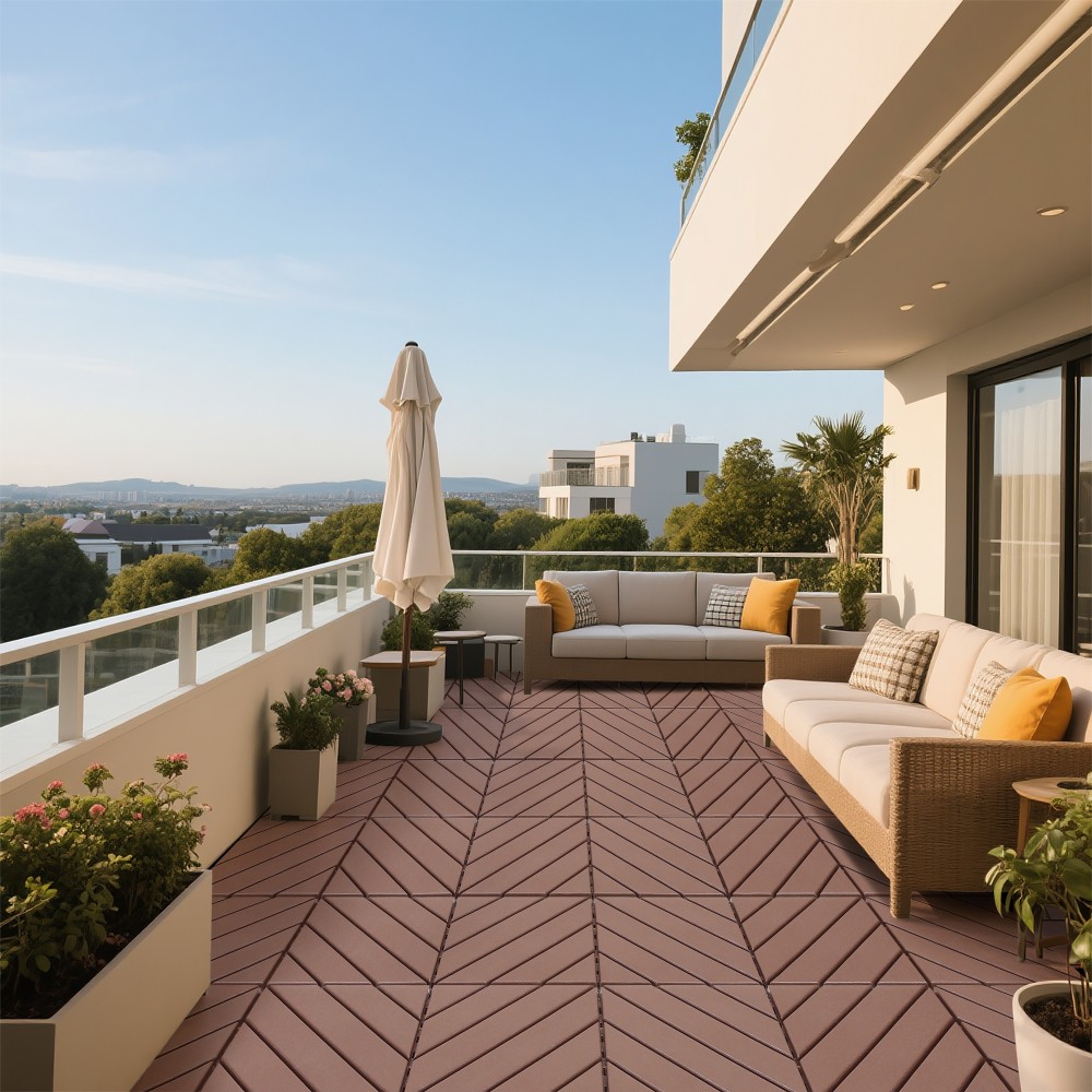 44-Pack Interlocking Deck Tiles 12x12 Inch Weatherproof Patio Flooring