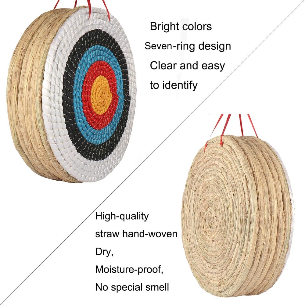 DOSTYLE Traditional Hand-Made Solid Straw Archery Target - Round Coloured Rop...