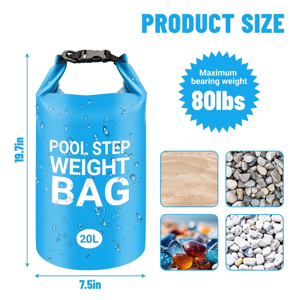 2 Pack Universal Pool Step Weights 40L 500D PVC Pool Ladder Weights for Above...