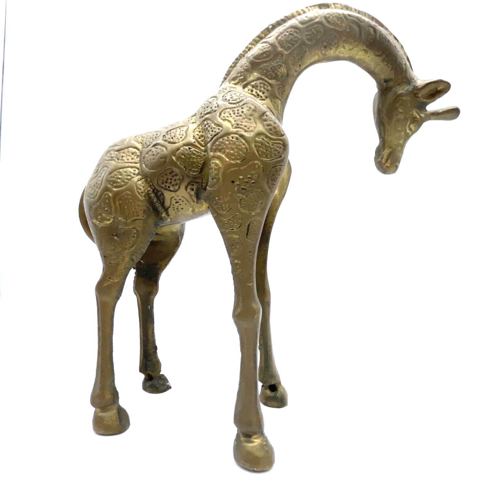 Vintage Mid Century Modern SOLID Brass Giraffe Figurine Statue 8" x 8" x 4"