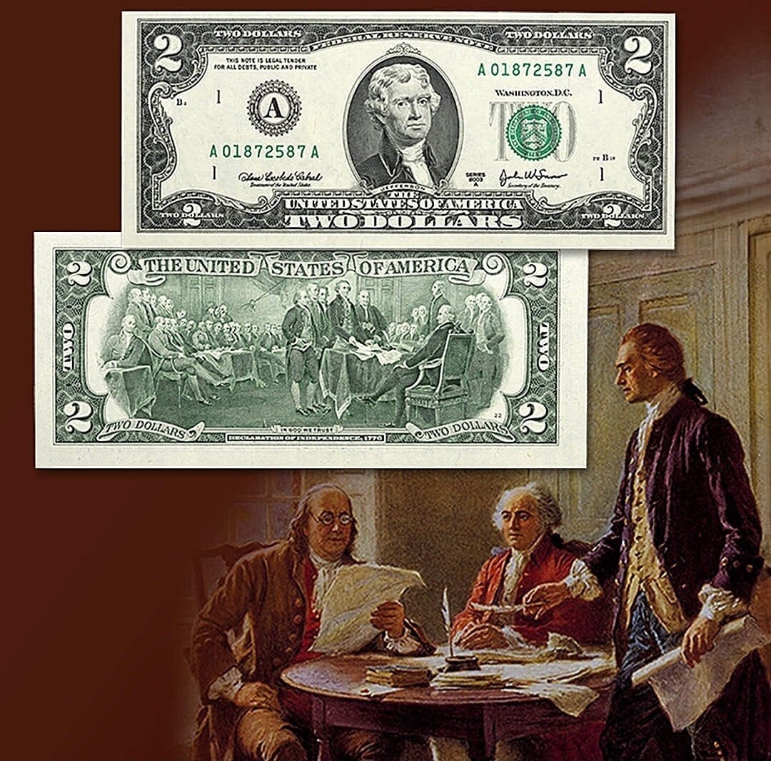 1 LUCKY Uncirculated Two Dollar Bill with Thanksgiving Stamp With 2MIL Sleeve!