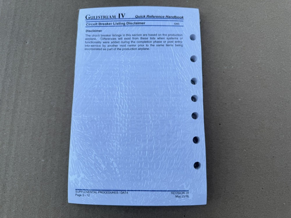 Gulfstream IV Quick Reference Handbook