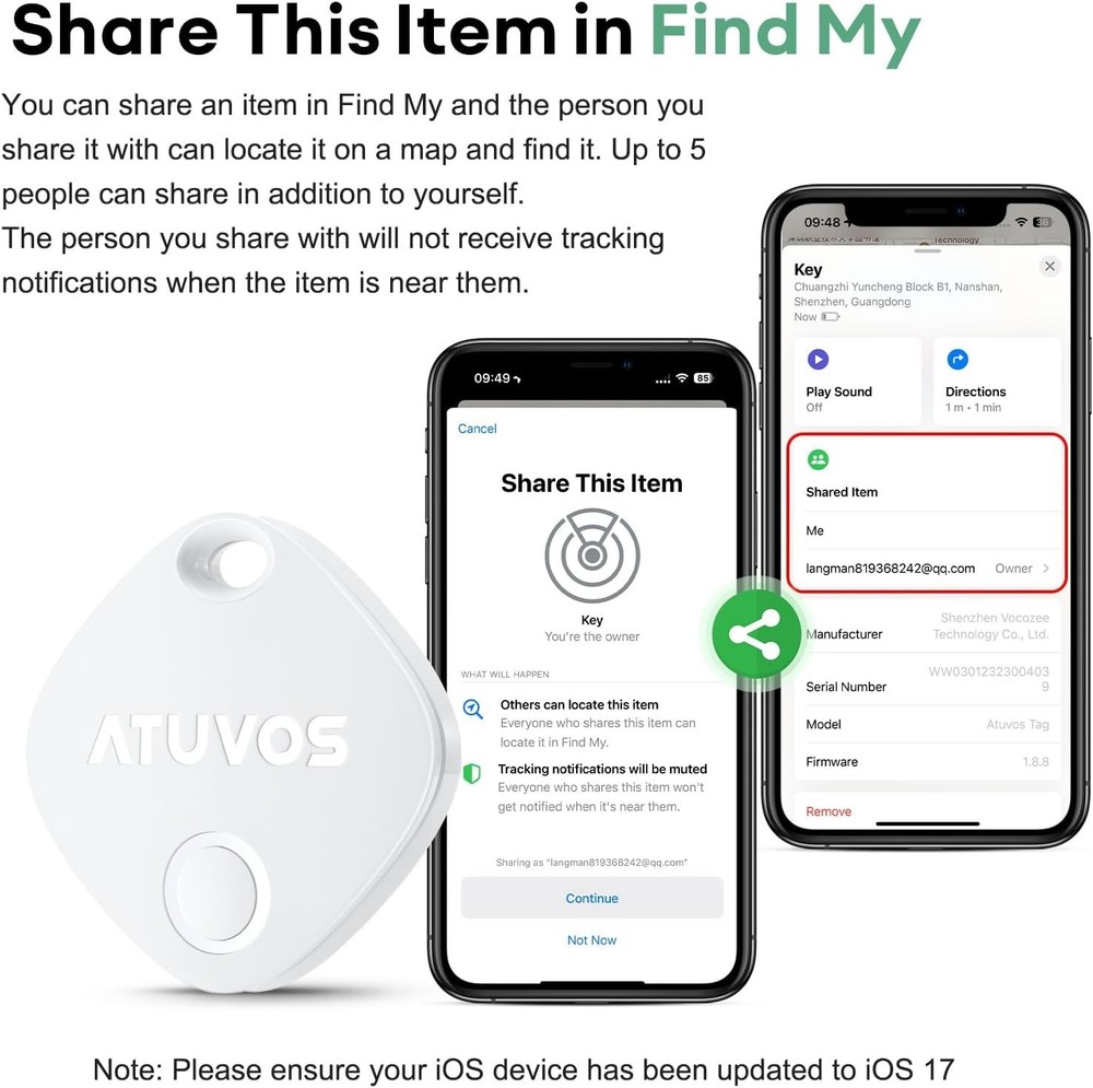ATUVOS Air Tracker Tags 4 Pack Bluetooth Luggage Tracker Apple Find NIB