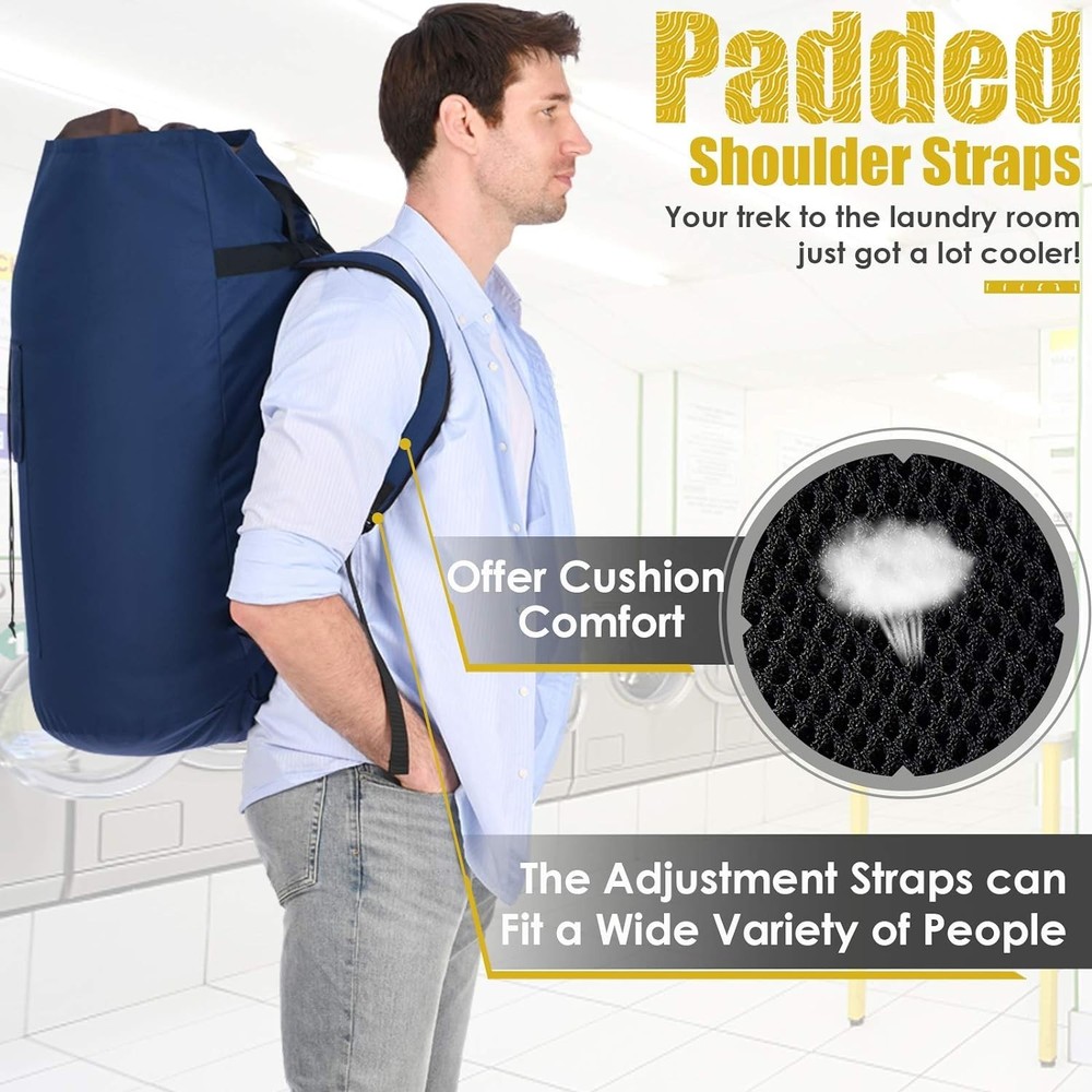 115L Extra Large Laundry Hamper Backpack with Padded Straps - Versatile & Sturdy