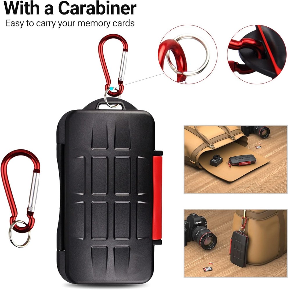 Durable Anti-Shock Memory Card Protector Case for 12 SD & 12 Micro SD Cards