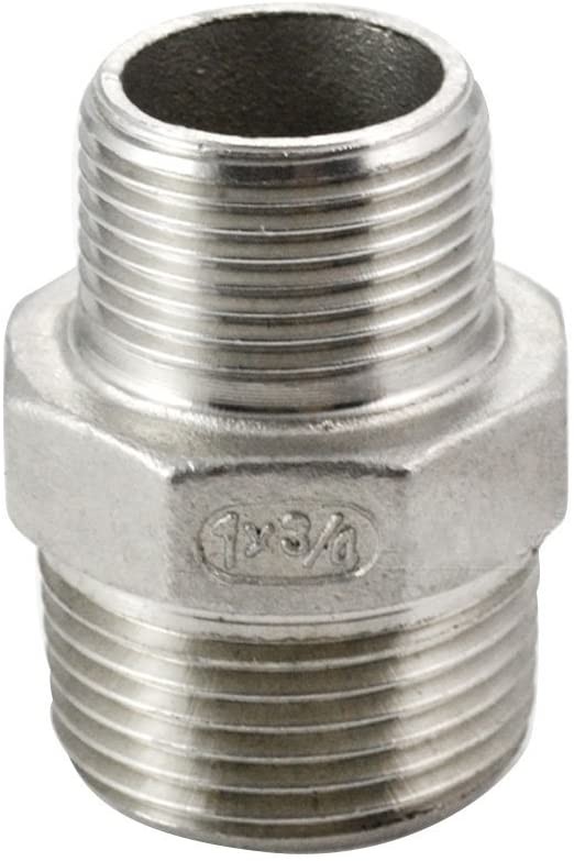1" to 3/4" inch male NPT Hex Reducer Adapter Nipple Stainless Steel 304