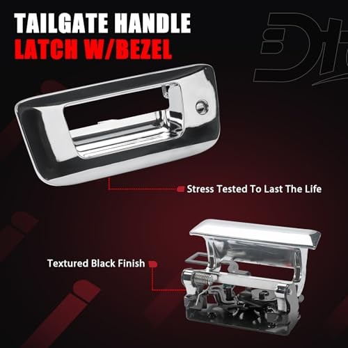 Tailgate Handle, Rear Locking Tailgate Latch Handle Compatible with GMC Black