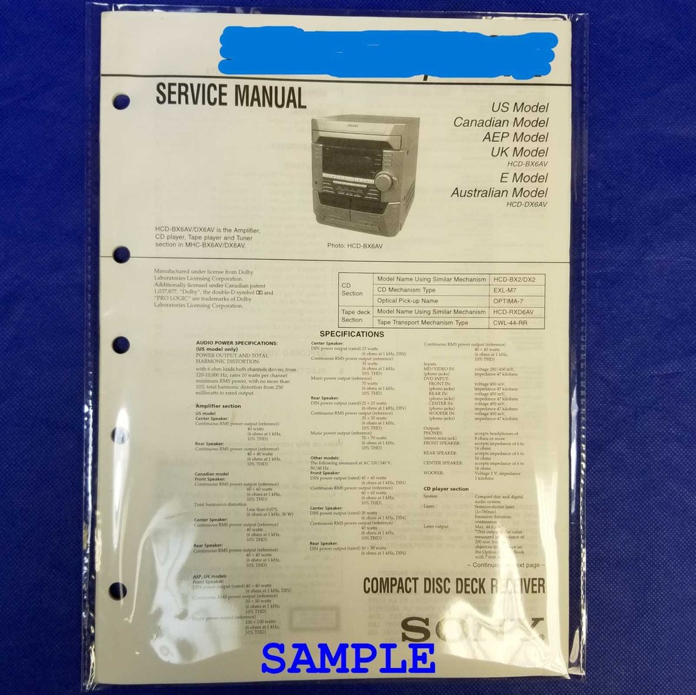 SONY D-E440 D-E441 D-E441SR D-E443 D-E445 Service Manual Original Paper OEM Repa