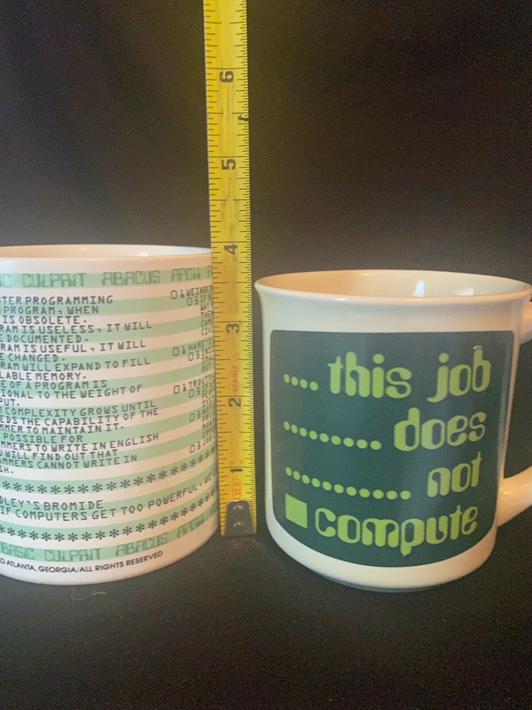 2 Vtg Computer Programmer Coffee Mug Kenneth Grooms & This Job Does Not Compute