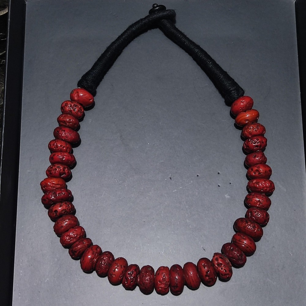 Red Glazed Handmade Woven Necklace