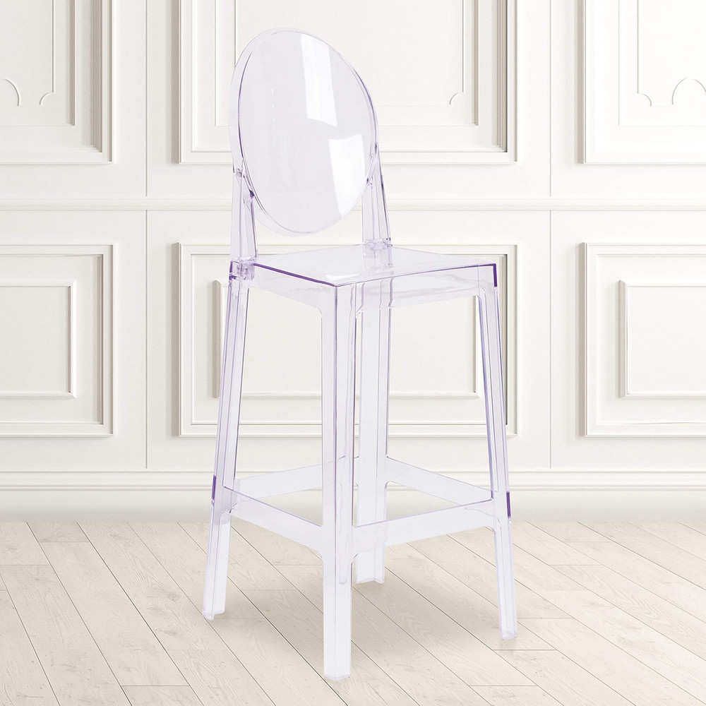 Transparent Crystal Ghost Barstool with Elegant Oval Back Design