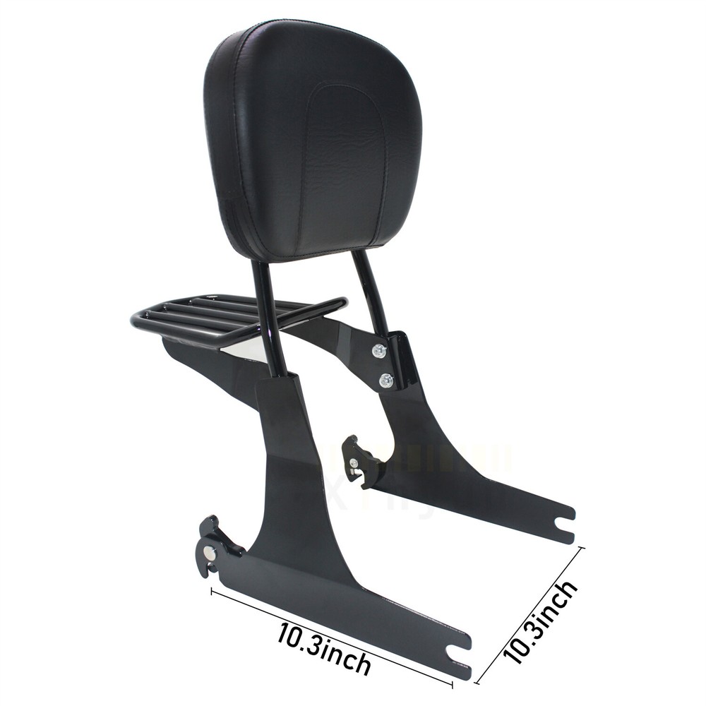 Black Backrest Sissy Bar w/ Luggage Rack For Most 2002 - 2005 Dyna Models