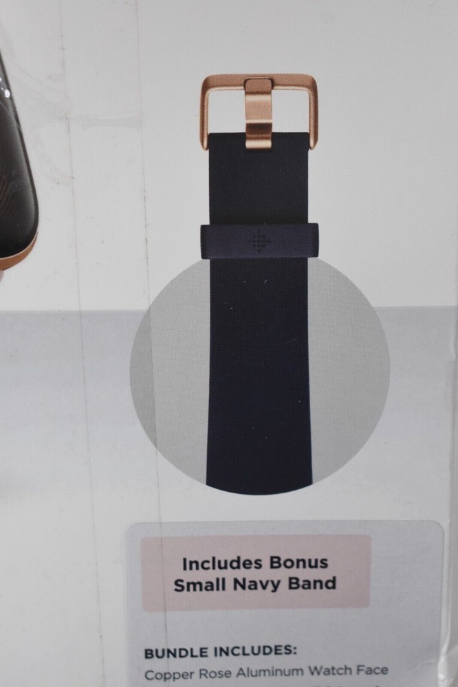 Fitbit Versa 2 Copper Rose Smartwatch With Small & Large Navy Classic Bands