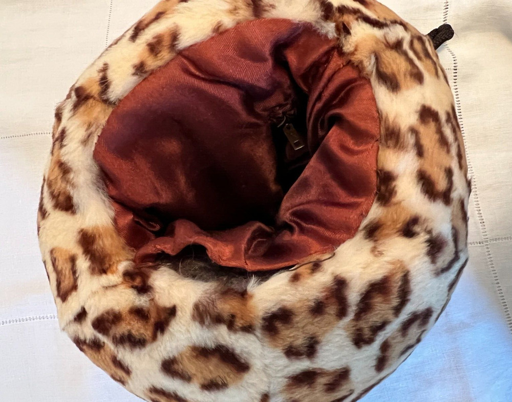 Vintage Muff Leopard Pattern Rabbit Hand Warmer Strap Fur