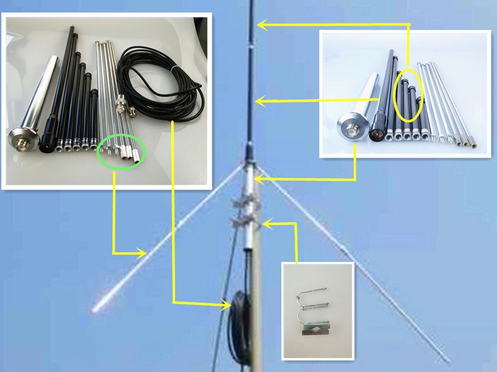 1/4 wave Professional GP Aluminum alloy Antenna FM Transmitter BNC/TNC +Cable