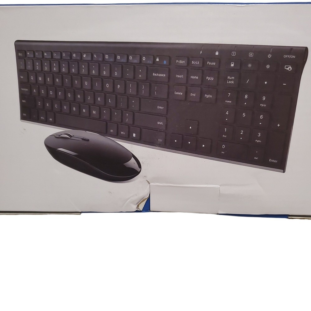 Wireless Keyboard and Mouse Combo Slim Full Size Ergonomic for Computer  Laptop