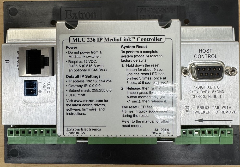 Extron MLC 226 IP MediaLink Controller Great Condition