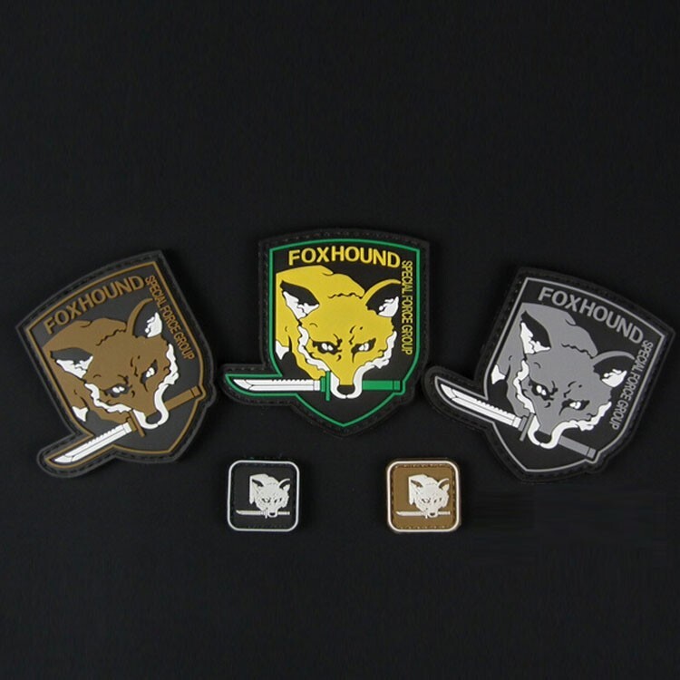 5Pcs 3D Pvc FOX HOUND Metal Gear Solid Specia Force Group Rubber Hook Loop Patch