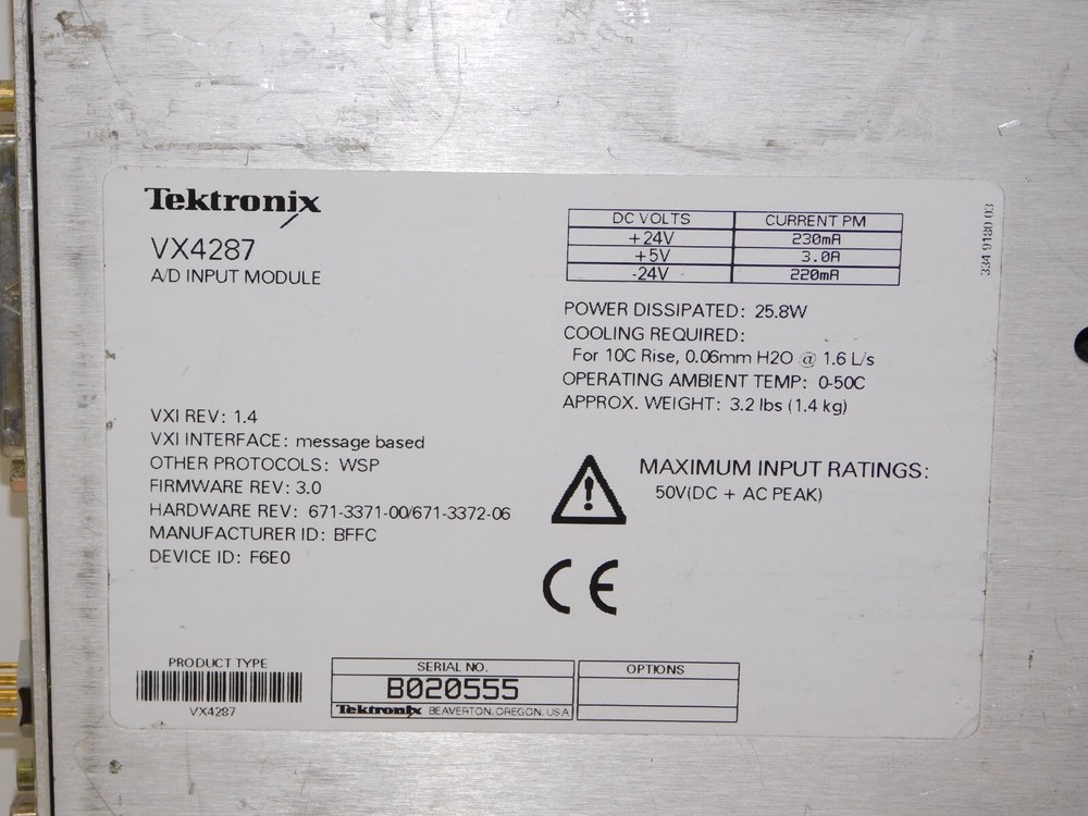 Tektronix VX4287 A/D Input Module Board Card DIFF DI/AC VXI Unit Made in USA