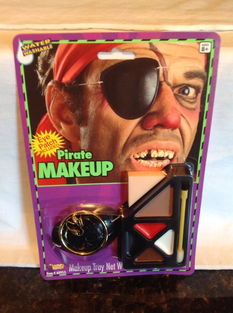 Pirate Make Up Kit With Eye Patch & 1 Earing -UNISEX
