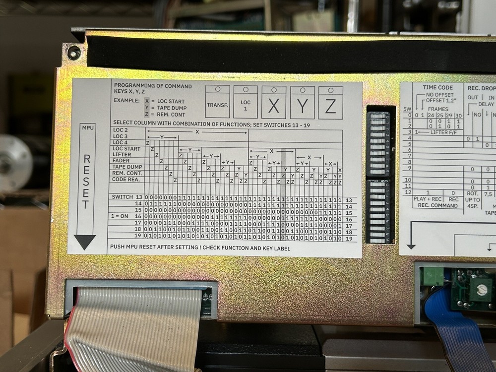 Studer A810 XYZ Programming Sticker - New, Reproduction