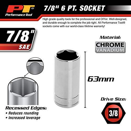 Performance Tool W38328 6-Point Socket, 3/8" Drive, 7/8"