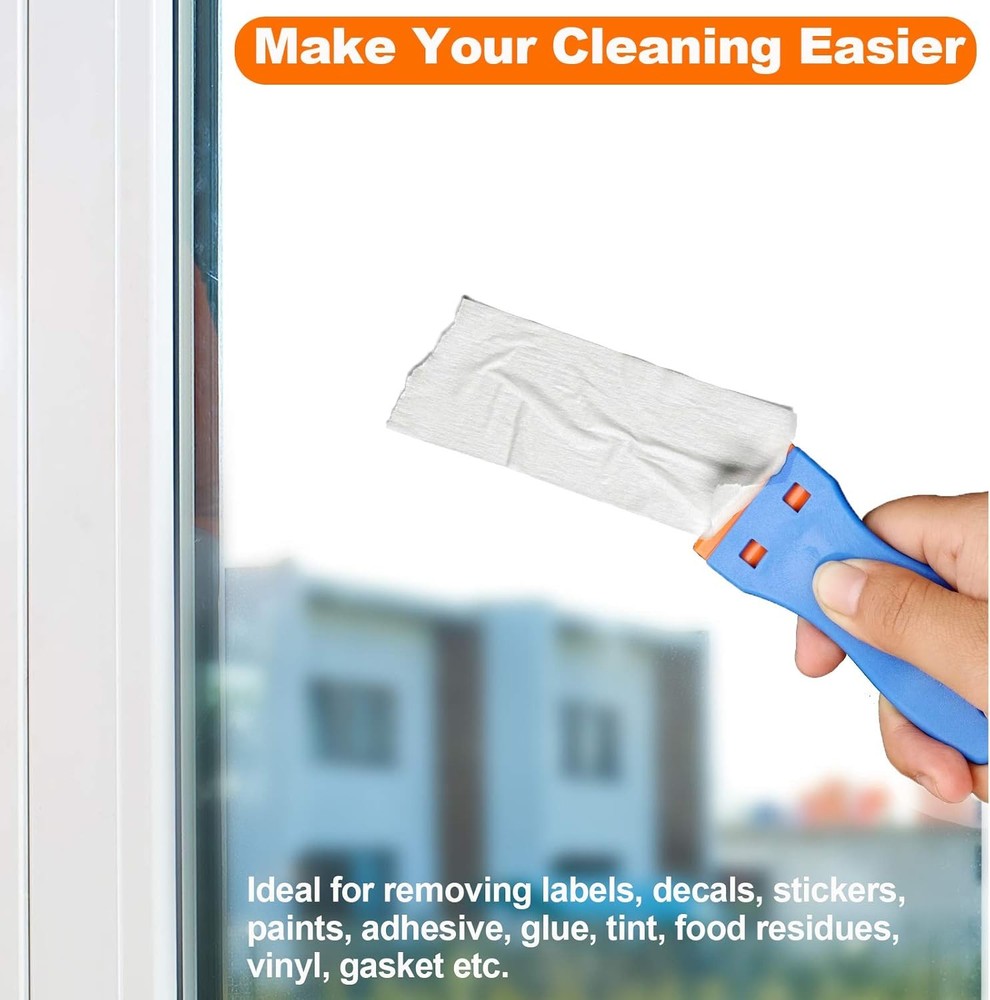 KUSUFEFI Plastic Razor Blade Scraper, 2PCS Scraper Tool with 60PCS Plastic Blade