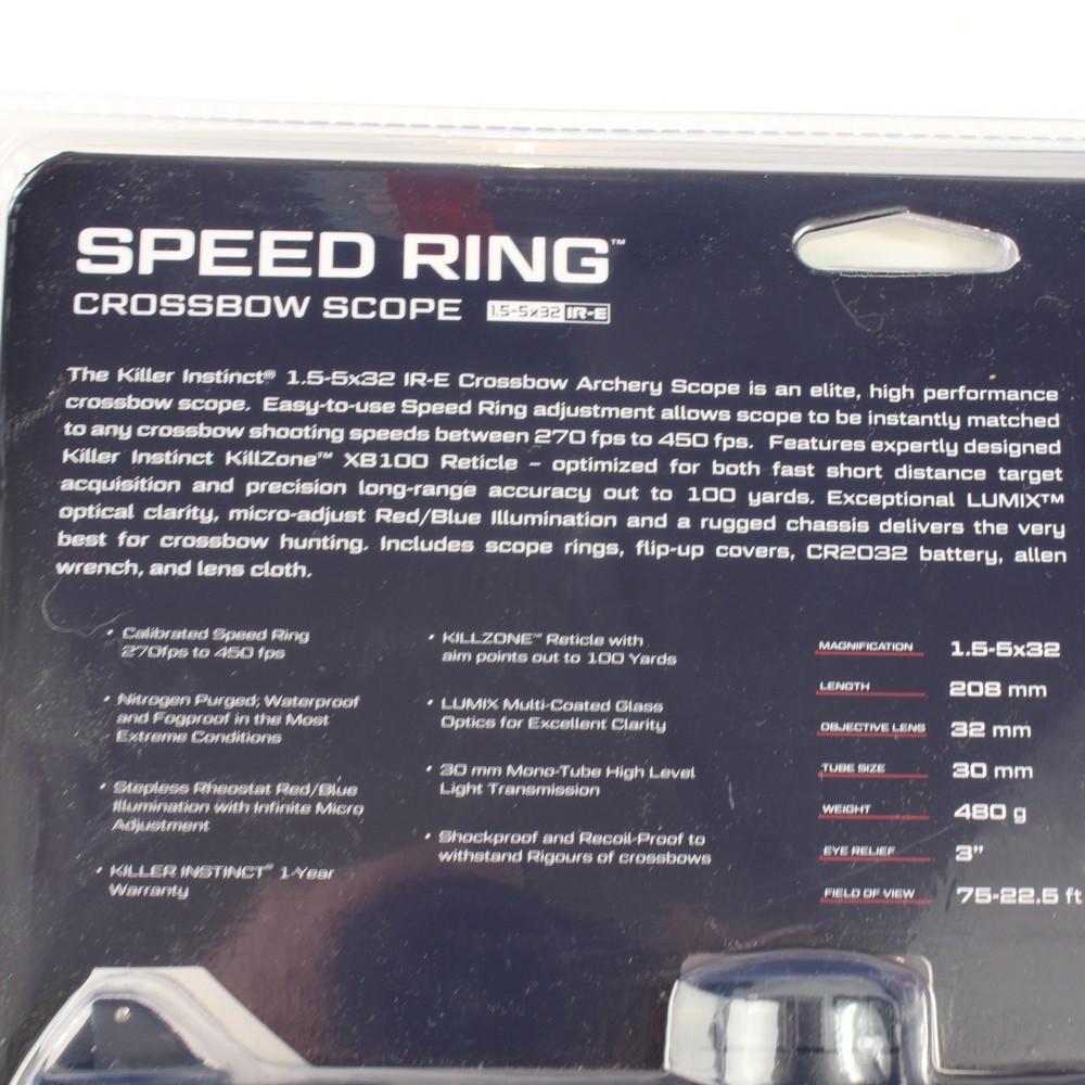 Killer Instinct Lumix Speed Ring 1.5-5x32 IR-E Crossbow Scope