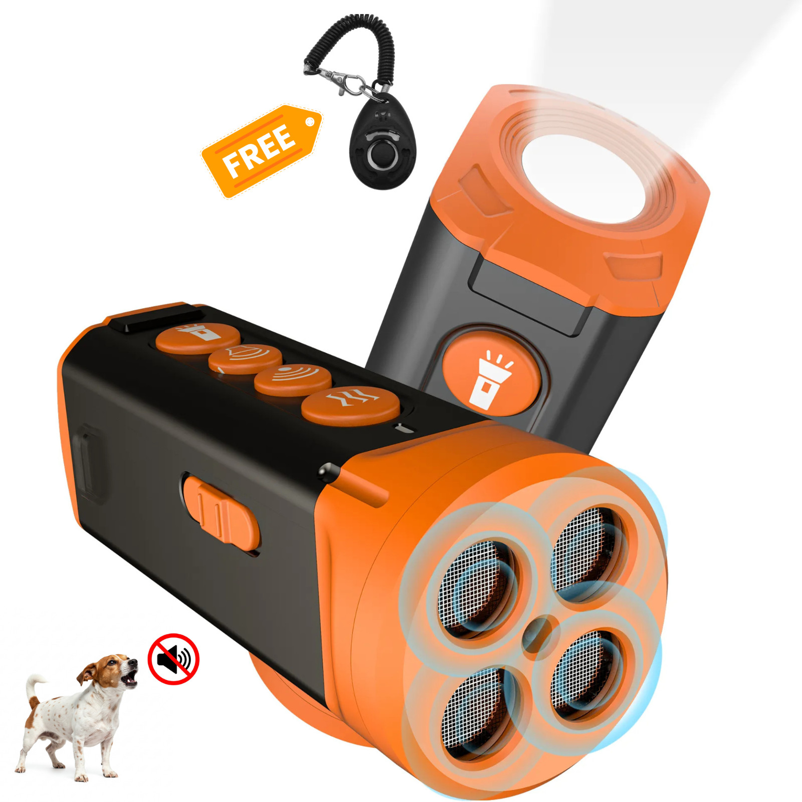 2025 Smart Ultrasonic Dog Trainer – 4X Speaker Anti-Bark Repeller