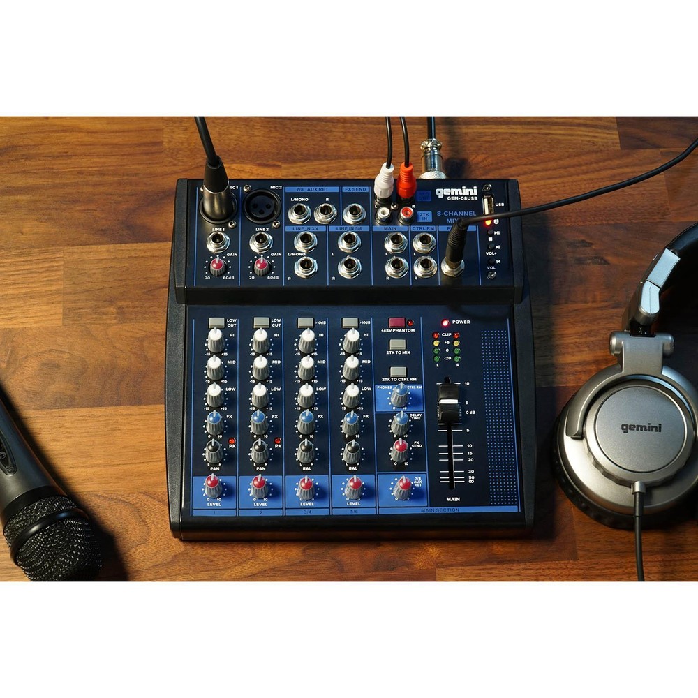Gemini GEM-08USB 8 Channel Bluetooth Audio Mixer Pack