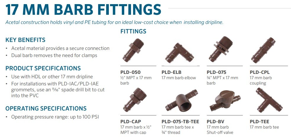 Hunter PLD-CPL Fitting 17mm Fitting Barb to Barb Coupling Micro Irrigation