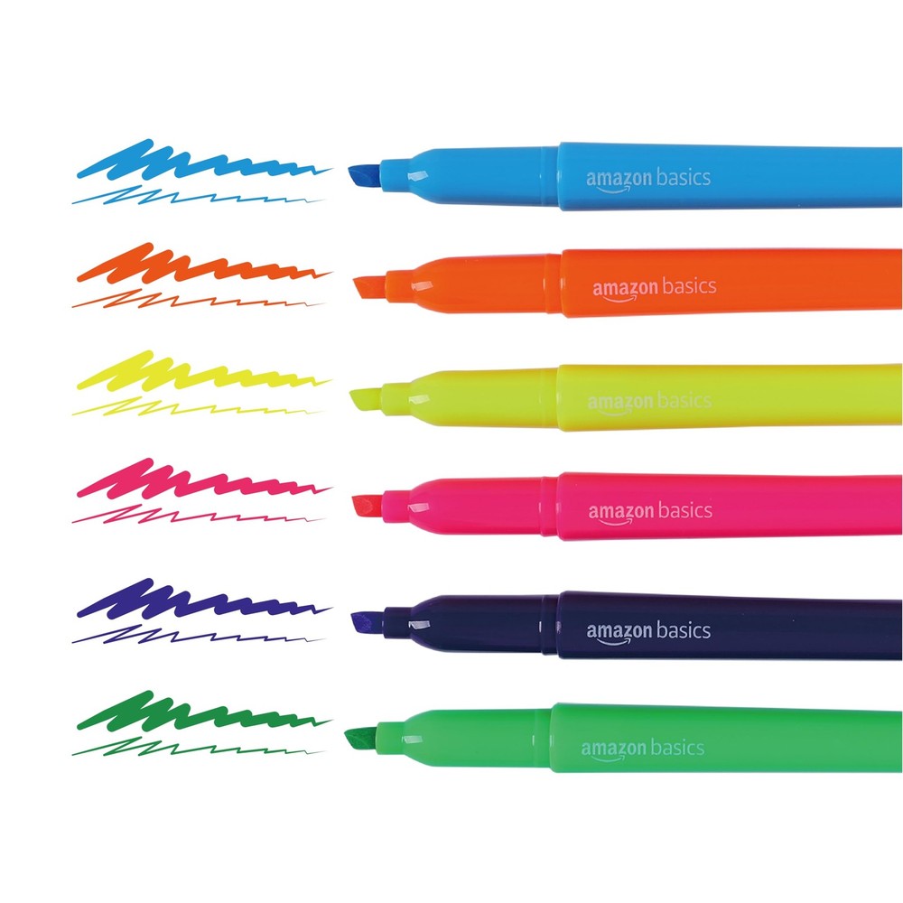 Amazon Basics Chisel Tip Highlighters, 12 Count (Pack of 1), Assorted