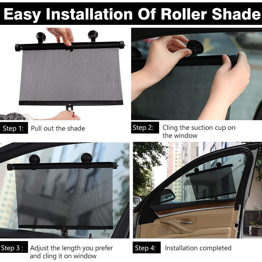 Pair Car Window Sun Shade Roller Blind Screen Protector Baby Kids Side Sun Visor