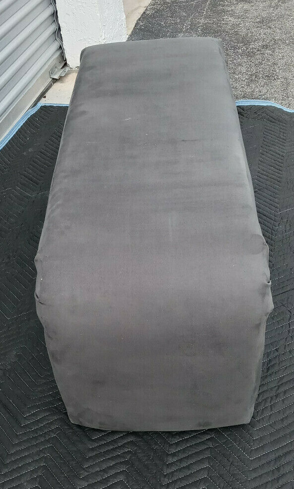 Vintage Mid Century Waterfall Gray Upholstered Bench