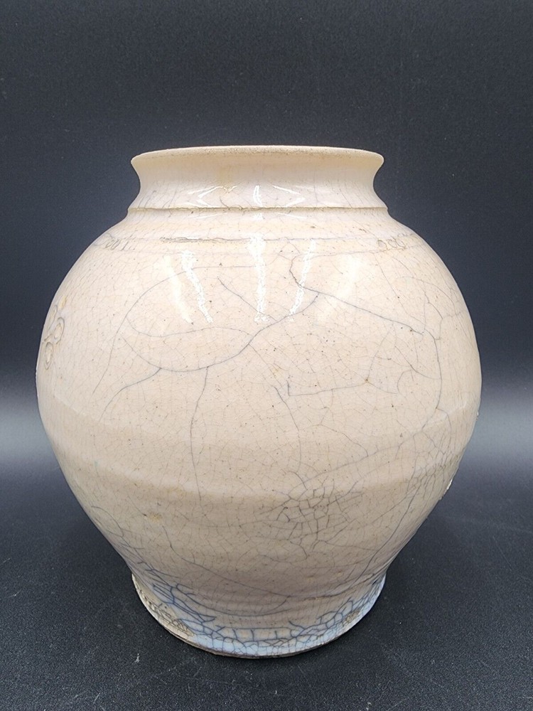 Studio Art Pottery Vase 6 3/4” Tall Signed Crackled