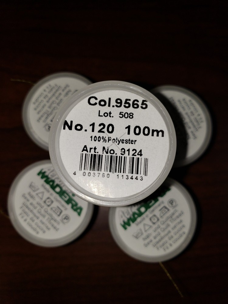 5 SPOOLS Madeira Aerofil Snap Spool Polyester Thread- 100M #9124/9565 BLUE