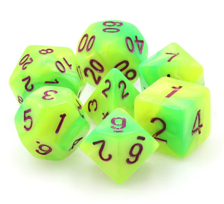 🧟🟢Patient Zero Dice RPG Set 7 Polyhedral DND Dungeons and Dragons Pathfinder B