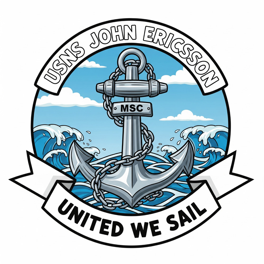 USNS John Ericsson Decal - Military Sealift Command Decal - 4" Sailor Decal
